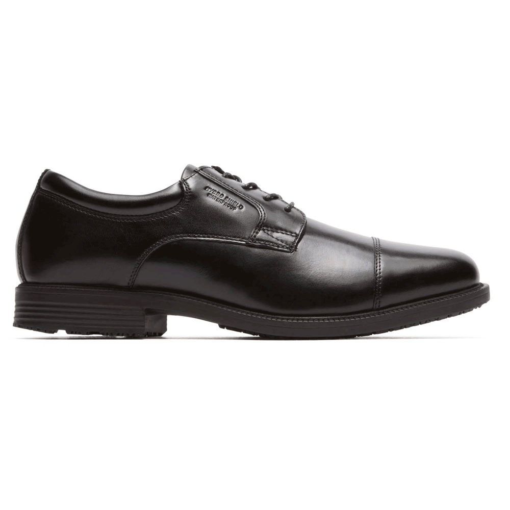 Rockport Singapore Mens Dress Shoes - Essential Details Waterproof Cap Toe Black - AJ0273918